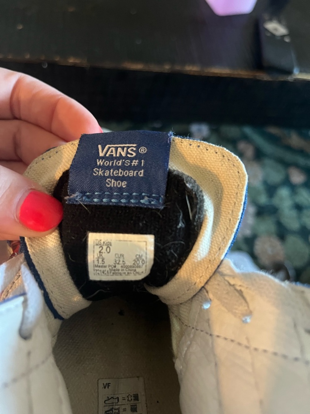 Vans Kids Sk8-Hi Zip sneakers, True Blue/Racing Red Plaid Checkerboard Size 2 - Picture 6 of 6